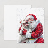 Santa Claus & Pitbull Puppy Hond RSVP Kaartje (Voorkant / Achterkant)