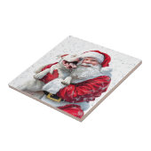 Santa Claus & Pitbull Puppy Hond Tegeltje (Zijkant)