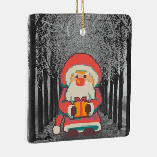 Santa Claus Pixelart Ho, Ho, Pixel Art  Keramisch Ornament (Rechts)