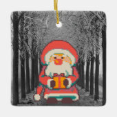 Santa Claus Pixelart Ho, Ho, Pixel Art  Keramisch Ornament (Voorkant)