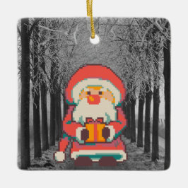 Santa Claus Pixelart Ho, Ho, Pixel Art  Keramisch Ornament