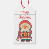 Santa Claus Pixelart Merry Christmas, Pixel Art Cadeaulabel (Voorkant)