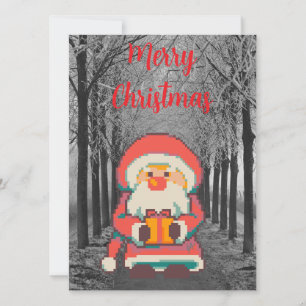 Santa Claus Pixelart Merry Christmas, Pixel Art Feestdagenkaart