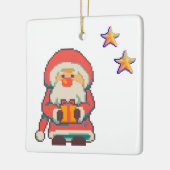 Santa Claus Pixelart, Pixel Art  Keramisch Ornament (Links)