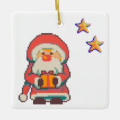 Santa Claus Pixelart, Pixel Art  Keramisch Ornament (Voorkant)