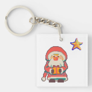Santa Claus Pixelart, Pixel Art  Sleutelhanger