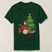 Santa Claus Play Drums nabij kerstboom Funny T-shirt (Design voorkant)