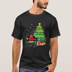 Santa Claus Play Piano nabij kerstboom Funny T-shirt