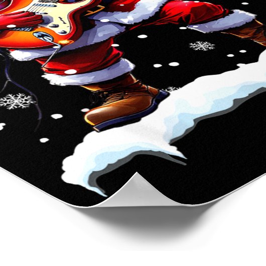 Santa Claus Playing B Guitar Christmas Xmas Music  Poster (Hoek)