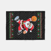 Santa Claus Playing Basketball Ugly Christmas Men Fleece Deken (Voorkant (Horizontaal))