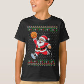 Santa Claus Playing Basketball Ugly Christmas Men  T-shirt (Voorkant)