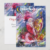 SANTA CLAUS PLAYING HARP CHRISTMAS PARTY INVITE KAART (Voorkant / Achterkant)