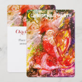 SANTA CLAUS PLAYING HARP CHRISTMAS PARTY INVITE KAART (Voorkant / Achterkant)