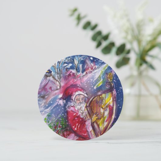 SANTA CLAUS PLAYING HARP - CHRISTMAS PARTY Pearl Kaart (Staand voorkant)