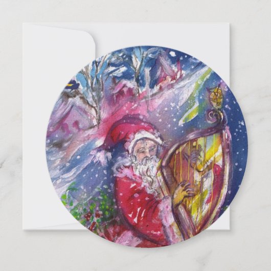 SANTA CLAUS PLAYING HARP - CHRISTMAS PARTY Pearl Kaart (Voorkant)
