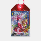SANTA CLAUS PLAYING HARP Red White Kerstmis Cadeaulabel (Achterkant)