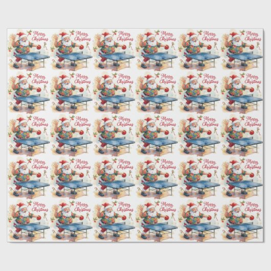 Santa Claus playing ping pong in a Hawaiian shirt Cadeaupapier (Vlak)