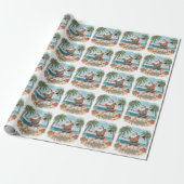 Santa Claus playing ping pong in a Hawaiian shirt Cadeaupapier (Uitgerold)