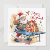 Santa Claus playing ping pong in a Hawaiian shirt Feestdagenkaart (Voorkant)