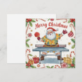 Santa Claus playing ping pong in a Hawaiian shirt Feestdagenkaart (Voorkant / Achterkant)