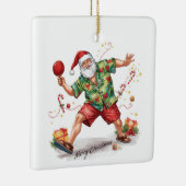 Santa Claus playing ping pong in a Hawaiian shirt Keramisch Ornament (Rechts)
