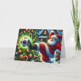 Santa Claus Playing Soccer Christmas Feestdagen Kaart