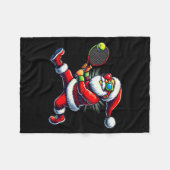 Santa Claus Playing Tennis Game Tennis Racket Chri Fleece Deken (Voorkant (Horizontaal))