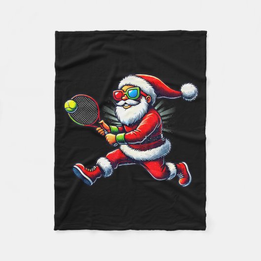 Santa Claus Playing Tennis Game Tennis Racket Chri Fleece Deken (Voorkant)