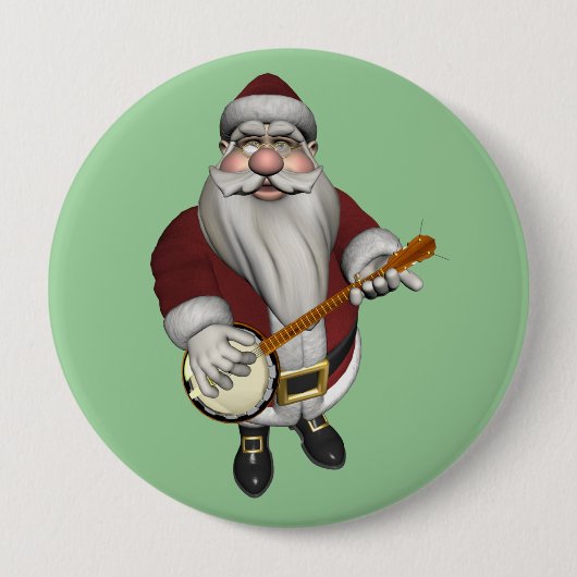 Santa Claus Plays Banjo Ronde Button 4,0 Cm (Voorkant)
