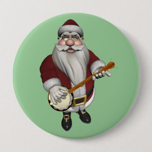 Santa Claus Plays Banjo Ronde Button 4,0 Cm