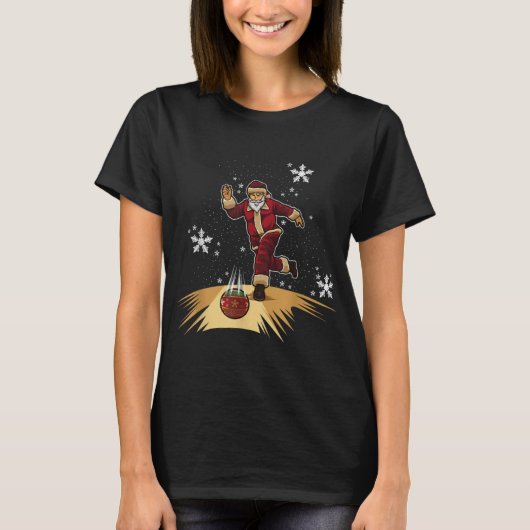 Santa Claus Plays Bowling Xmas Gift For Your Bow T T-shirt (Voorkant)