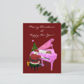 Santa Claus Plays Piano Feestdagenkaart (Staand voorkant)