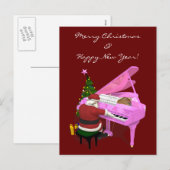 Santa Claus Plays Piano Feestdagenkaart (Voorkant / Achterkant)