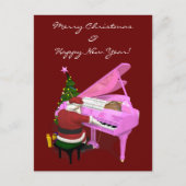 Santa Claus Plays Piano Feestdagenkaart (Voorkant)