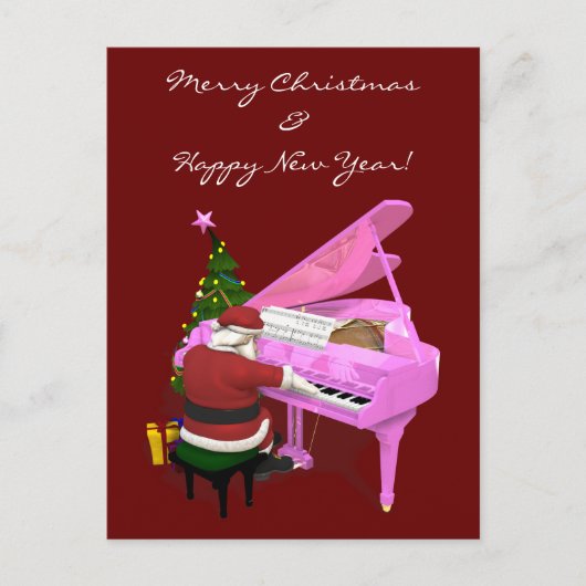 Santa Claus Plays Piano Feestdagenkaart (Voorkant)