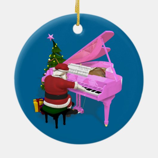Santa Claus Plays Pink Piano Keramisch Ornament (Achterkant)