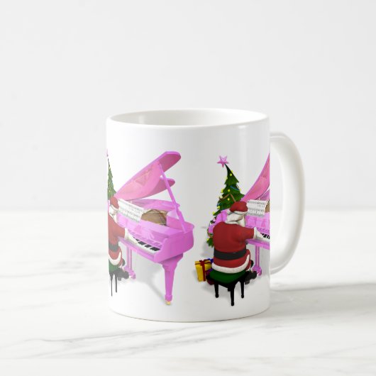 Santa Claus Plays Pink Piano Koffiemok (Voorkant rechts)