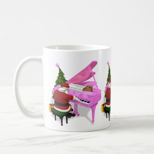 Santa Claus Plays Pink Piano Koffiemok (Links)