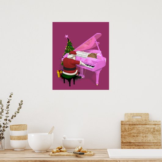 Santa Claus Plays Pink Piano Poster (Keuken)
