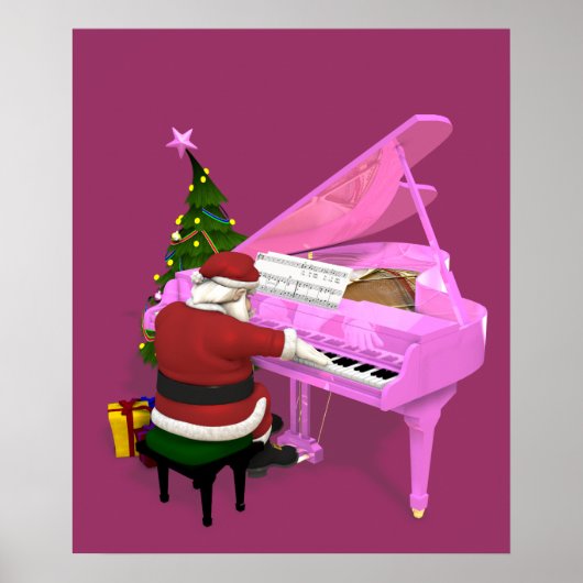 Santa Claus Plays Pink Piano Poster (Voorkant)