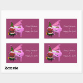 Santa Claus Plays Pink Piano Rechthoekige Sticker (Vel)