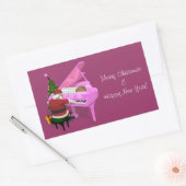 Santa Claus Plays Pink Piano Rechthoekige Sticker (Envelop)