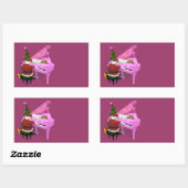 Santa Claus Plays Pink Piano Rechthoekige Sticker (Vel)