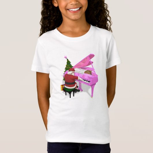 Santa Claus Plays Pink Piano T-shirt (Voorkant)