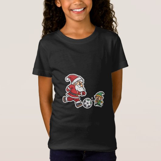 Santa Claus Plays Soccer with a Naughty Goblin T-shirt (Voorkant)