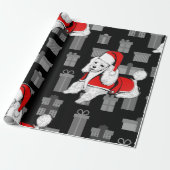 santa claus poodle cadeaupapier (Uitgerold)