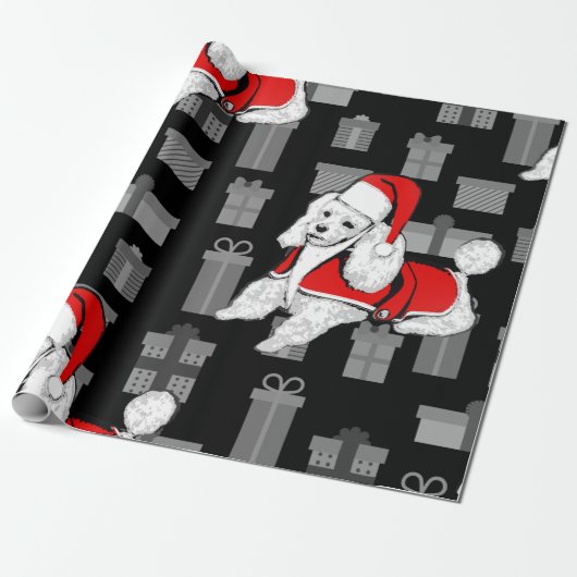 santa claus poodle cadeaupapier (Uitgerold)