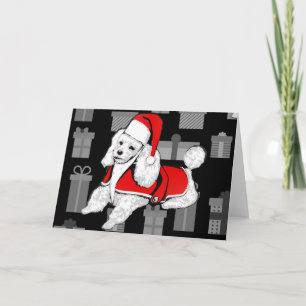 santa claus poodle feestdagen kaart