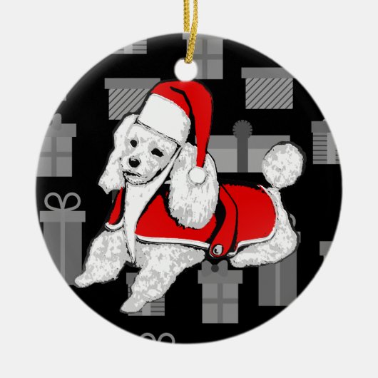 santa claus poodle keramisch ornament (Voorkant)