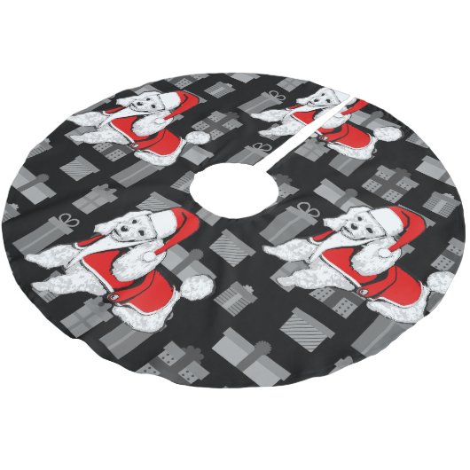 santa claus poodle kerstboom rok (Gekanteld)